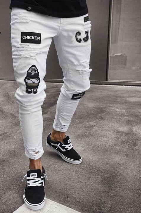 メンズ ストレッチ パンツ デニム ストレート 春夏 スキニー アンクル丈 ジーンズ カジュアル スキニーデニム ダメージ加工