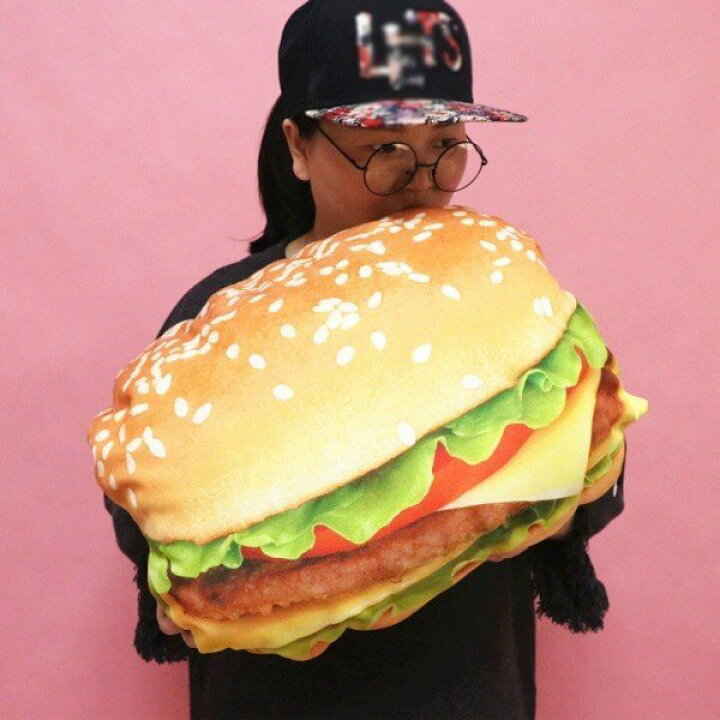 ハンバーガー型 クッション 直径43cm 抱き枕 昼寝枕 座布団 雑貨 まくら 誕生日/飾り物/記念日/クリスマス/撮影道具/おもちゃ/ギフト [3]