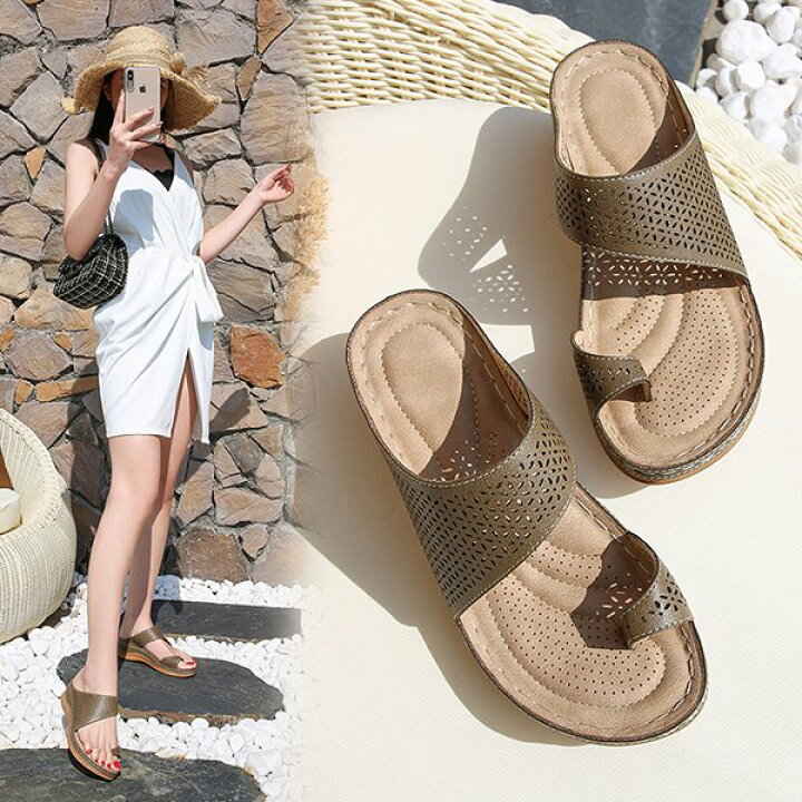 サンダル レディース ヒール 厚底 履きやすい ウエッジソール シューズ 美脚サンダル 歩きやすい 痛くない カジュアル おしゃれ 新品