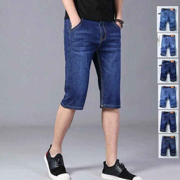 パンツ ジーンズ メンズ デニム ジーンズ 五分丈 ボトムス ワイドパンツ ズボン ハーフパンツ イージーパンツ 半パン