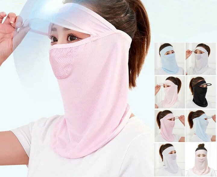 ネックガード マスク 冷感 2枚セット フェイスカバー UVカット 日焼け防止 レディース フェイスカバー 通気 防塵 送料無料
