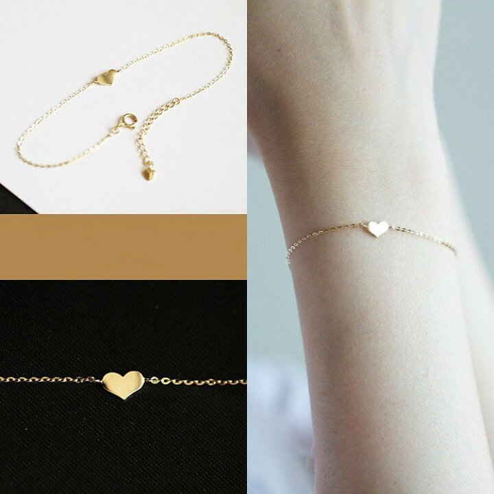 ブレスレット シルバーブレスレット おしゃれ シンプル 18金仕上げ イエローゴールド SV925 シルバー925 ブレスレット ハート 20代 30代 送料無...