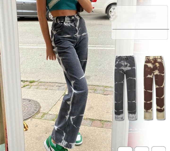 レディース デニムパンツ 個性的 ダンス衣装 デニムパンツ HIPHOP ヒップホップ デニムパンツ タイダイ 服 原宿系ジュニア