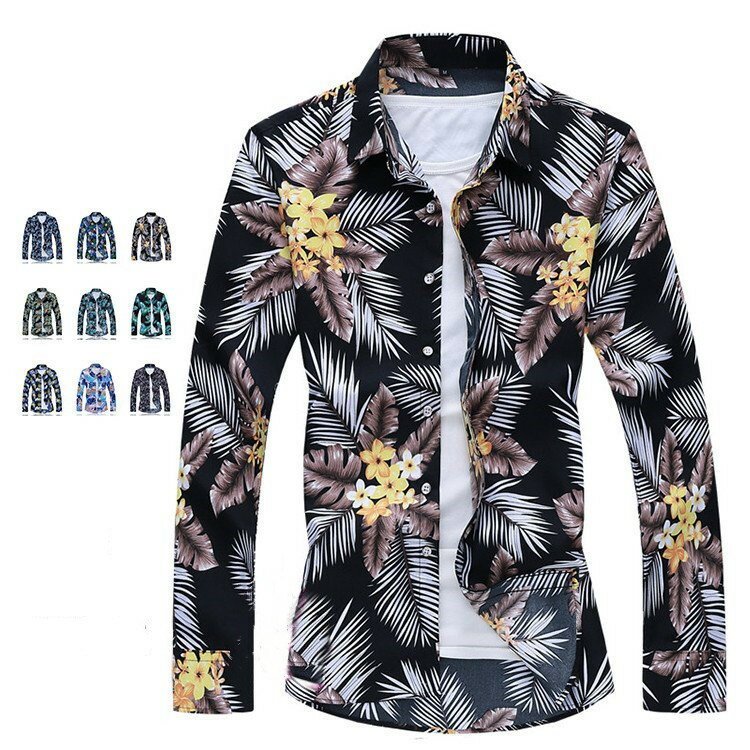 長袖 シャツ メンズ おしゃれ カジュアルシャツ 大きいサイズ アロハシャツ 総柄 花柄シャツ 秋 送料無料