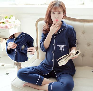 可愛い 綿100% 授乳服上下セット パジャマ 綿100% レディース ルームウェア 襟付き パジャマ 前開き 春..