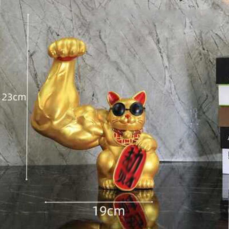 力持ち招き猫 ラッキー猫 ビッグサイズ 大きい ゴールド 金 ホワイト 白 ネコ ねこ...