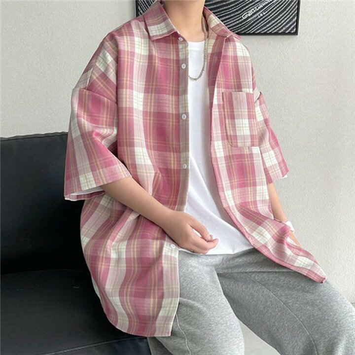 シャツ 半袖 開襟シャツ 吸汗速乾 カジュアル メンズ 通勤 紳士服 トップス チェック柄シャツ 夏服 お兄系 シャツ 大きいサイズ 夏
