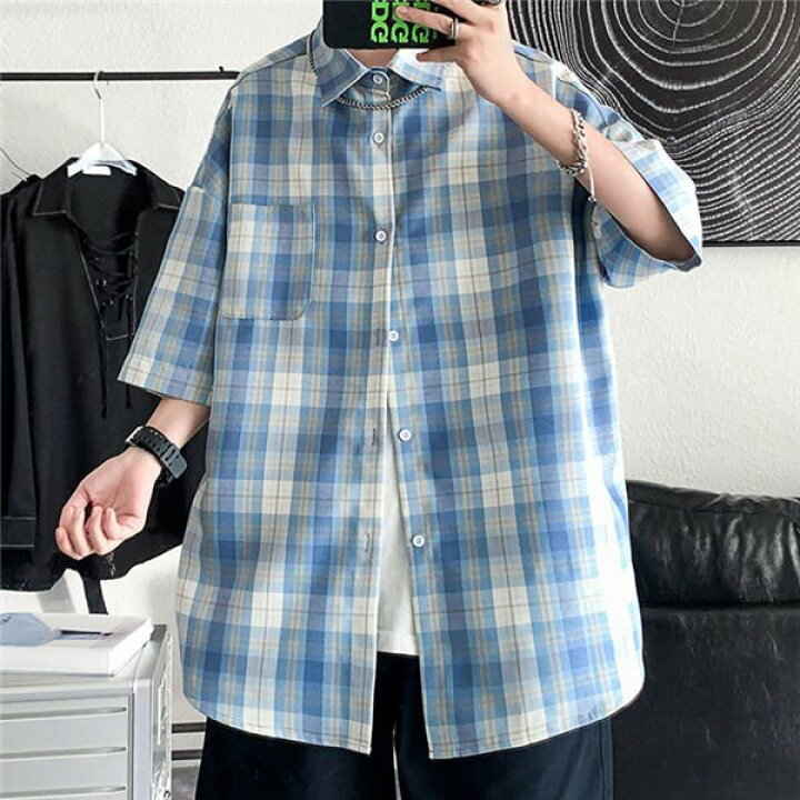 シャツ 半袖 開襟シャツ 吸汗速乾 カジュアル メンズ 通勤 紳士服 トップス チェック柄シャツ 夏服 お兄系 シャツ 大きいサイズ 夏