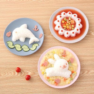 おにぎり押し型 ウサギ フラワー イルカ おにぎり抜き型 キャラ弁 グッズ お弁当グッズ お弁当作り おにぎり 押し型 抜き型 キャラ弁 ご飯型抜き おにぎり型 海苔カッター デコ弁