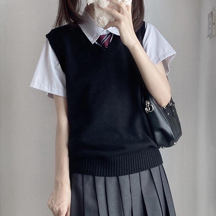 女子 中学 制服 ベスト 女子 スクール ベスト 高校 春夏 学生服 通学 ニット Vネック 学生 ベスト 無地 送料無料 送料無料 秋冬 通年 通学 女子高生 入学 カジュアル コスプレ 紺色 mjshop-21-10008754 MJShop楽天市場店 サンプル画像2