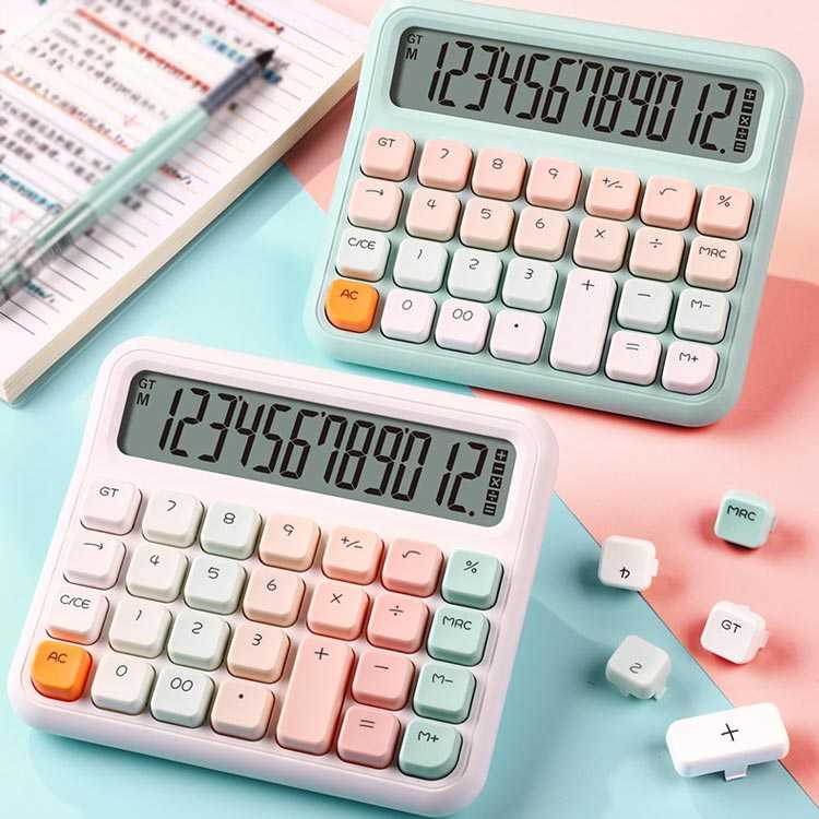 12桁 電卓 レトロ 卓上電卓 電卓 計算機 デスクトップ電卓 かわいい 特大LCDディスプレイとボタン付き 可愛い オフィス 学校 家庭用