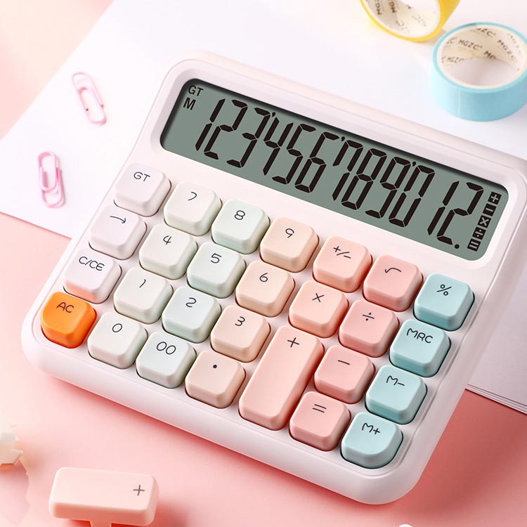 12桁 電卓 レトロ 卓上電卓 電卓 計算機 デスクトップ電卓 かわいい 特大LCDディスプレイとボタン付き 可愛い オフィス 学校 家庭用