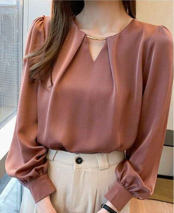 春夏秋新作 パフスリーブ 40代 ブラウス Vネックシャツ オシャレシフォンブラウス きれいめ 大人 長袖トップス ブラウス 通勤OL ゆったり シャツ40代30代