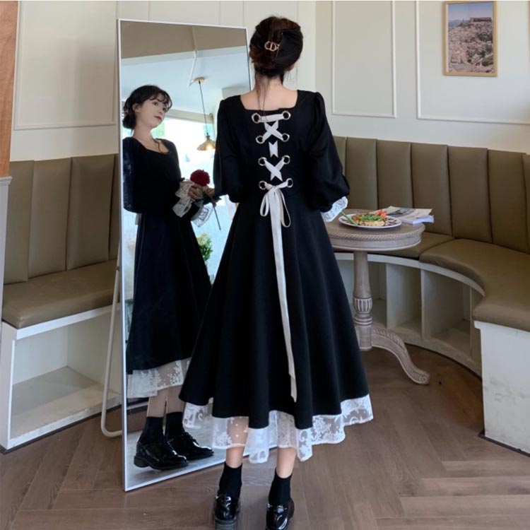 シャツワンピ シャツワンピ ロング マキシ マキシワンピース LUU タオ シエ / フレンチ スリット ワンピース 夏 スリム aライン カジュアル ミディアム 丈 半袖 女性