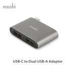 moshi USB-C to Dual USB-A Adapter (Titanium Gray) USB 3.1 Gen1 ポート x 2 USB-A対応