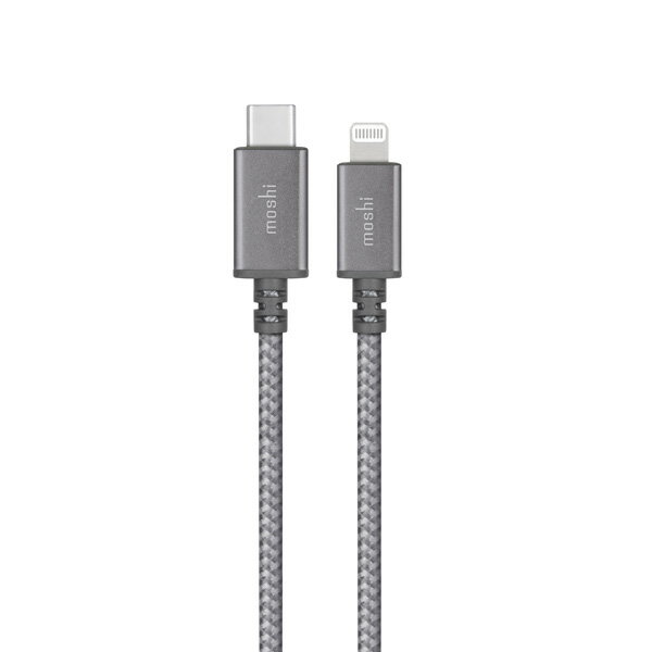 iPhone iPad を MacBook ProやUSB-Cアダプターへ接続できる 高耐久性ケーブル moshi Integra USB-C to Lightning 25cm (Titanium Gray)