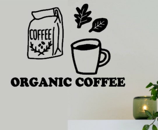 ウォールステッカー おしゃれ モノトーン 北欧 オーガニックコーヒー organic coffee カフェ 喫茶店 プチリフォーム インスタ コーヒー豆 メール便 送料無料 リビング ダイニング レストラン …