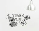 ウォールステッカー おしゃれ 花 フラワー flower 北欧 玄関 ウィンドウステッカー 窓 THANK YOU ありがとう 店舗用 転写式 サンキュー ホー...
