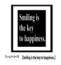ウォールステッカー フレームメッセージB Smiling is the key to happiness. おしゃれ モノトーン フレーム ステッカー メール便 送料無料 玄関 キッチン 階段 模様 四角い 飾り はがせる トイレ インテリア 部屋 インスタ映え 北欧 wall sticker シール 額