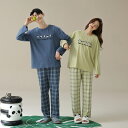 ペア パジャマ 長袖 男女2着 セット 綿100% チェック パンダ シンプル カップル 抗菌 秋冬 秋 長袖トップス ルームウェア クルーネック 冬 コットン ペアパジャマ 結婚祝い プレゼント お祝い おもしろ 春秋 夫婦 ギフト 上下セット レディース 部屋着 メンズ
