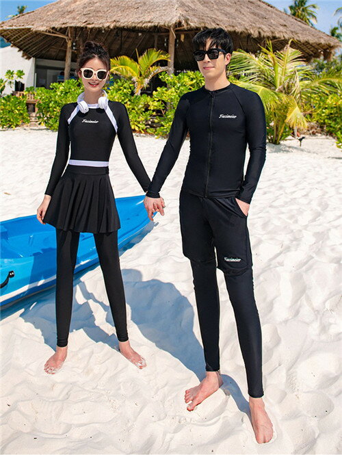 ペア ラッシュガード カップル ペアルック 水着 レディース 3点セット （ハーフスパッツ スカート レギンス） メンズ 3点セット （トップス ショートパンツ レギンス） ウェットスーツ セットアップ 競泳 大きいサイズ おしゃれ 体型カバー UV対策 紫外線