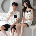 ペア パジャマ 半袖 夏 男女2着 セット メンズ ルームウェア パジャマ 春夏 レディース 綿100% ペアパジャマ ギフト おしゃれ カップル ペア 結婚祝...