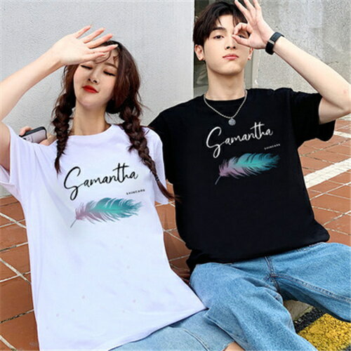 カップル ペア tシャツ ブランド ペアルック カップル 春 服 夏 メンズ tシャツ 半袖 レディース おしゃれ ペアルック tシャツ 可愛い 綿 カップル お揃い プレゼント 夫婦 tシャツ おもしろ カップル 友達 オシャレ ギフト ペア カップル 人気 カジュアル シンプル 白 黒 1