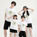 親子 ペアルック tシャツ 夏 ペア シンプル カジュアル フラワー 夏 象 ホワイト 半袖 夏服 親子コーデ 赤ちゃん 親子ペアルック ペアtシャツ 半袖 コ...