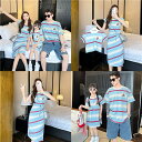 親子 ペアルック tシャツ 夏 ワンピース ゆったり アウトドア ストライプ 半袖 韓国 ペア 夏服 親子コーデ 赤ちゃん 親子ペアルック ペアtシャツ 半袖 ...