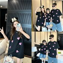 親子 ペアルック tシャツ 夏 ペア シンプル カジュアル ハート 夏服 親子コーデ 赤ちゃん 親子ペアルック ペアtシャツ 半袖 コーデ 家族 お揃い tシャ...