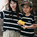 親子 ペアルック tシャツ 夏 ペア シンプル トップス キッズ 夏 ストライプ 半袖 服 夏服 親子コーデ 赤ちゃん 親子ペアルック ペアtシャツ 半袖 コー...