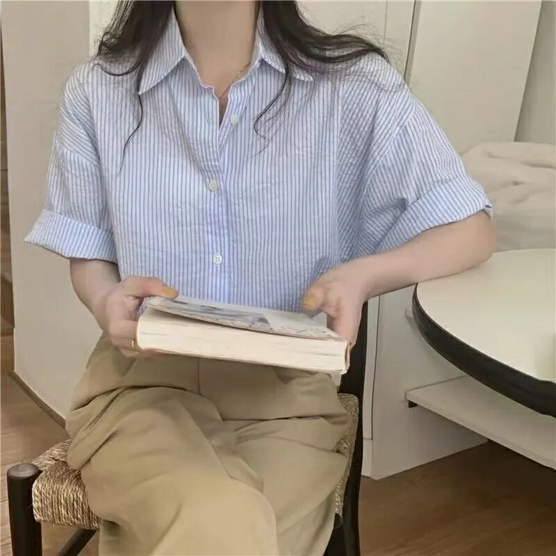 シャツ レディース 半袖 夏 ブラウス おしゃれ 襟付き 半袖シャツ チュニック 体型...