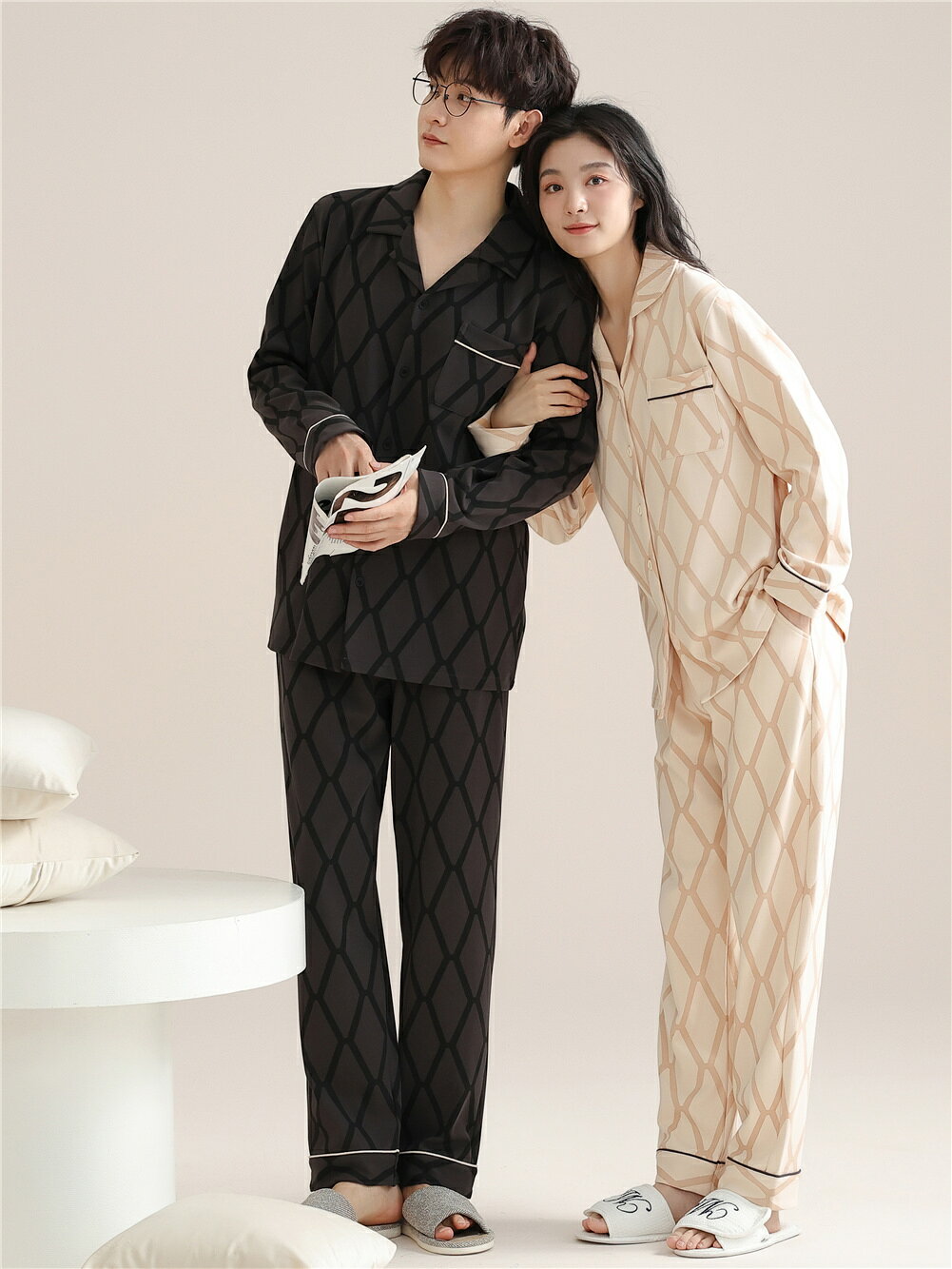 ペア パジャマ 長袖 男女2着 セット 春 前開き ボタニカル シンプル 高級 カップル ペア ルームウェア 春秋 ペアパジャマ 冬 結婚祝い プレゼント お祝い カップル おもしろ ペア パジャマ 夫婦 ギフト 上下セット レディース 部屋着 メンズ パジャマ