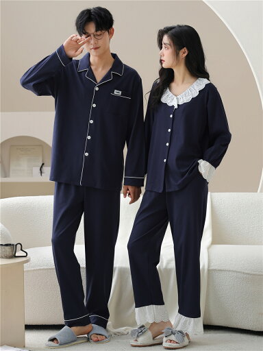 ペア パジャマ 長袖 男女2着 セット 春 前開き フレア シンプル 無地 カップル ペア ルームウェア 春秋 ペアパジャマ 冬 結婚祝い プレゼント お祝い カップル おもしろ ペア パジャマ 夫婦 ギフト 上下セット レディース 部屋着 メンズ パジャマ