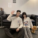 ペア パジャマ 長袖 男女2着 セット 春 笑顔 可愛い シンプル カップル ペア ルームウェア 結婚祝い プレゼント カップル ペア パジャマ 冬 ギフト 上...