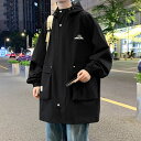 ジャケット メンズ パーカー 春 マウンテンパーカー トップス カジュアル アウター 大きいサイズ ゆったり 秋 フード付き ミモレ丈 ブランド ウィンドブレー...