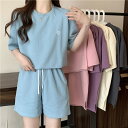 ジャージ 上下セット レディース ジャージ セットアップ 半袖 おしゃれ 上下 2点 スウェット 無地 シンプル カジュアル 夏 春秋 セットアップ 可愛い 大...