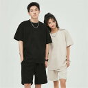 ジャージ 上下セット レディース 無地 シンプル tシャツ カジュアル uネック レトロ セットアップ 半袖 2点セット おしゃれ 上下 2点 スウェット 夏 ...