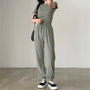 ジャージ 上下セット レディース 無地 綿 アニメ 夏 大きいサイズ セットアップ 女性 韓国 2点セット ロングパンツ 半袖 おしゃれ 上下 2点 スウェット...