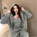ジャージ 上下セット レディース 春 カジュアル パーカー キャミワンピ アウター ジッパー 3点セット セットアップ 女の子 おしゃれ 上下 セット スウェッ...
