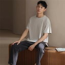 パジャマ メンズ 半袖 無地 柔らかい 着心地良い 夏 綿100% 部屋着 セットアップ ゆったり カジュアル ブランド 夏用 上下セット ルームウェア クルー...