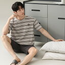 パジャマ メンズ 半袖 ボーダー 柔らかい 着心地良い 夏 セットアップ ストライプ 綿100% 薄手 ルームウェア ブランド 夏用 上下セット クルーネック 半ズボン メンズパジャマ 上下 セット 紳士 大きいサイズ プレゼント 父の日 部屋着 人気