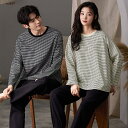 ペア パジャマ 長袖 男女2着 セット 秋 冬 ボーダー ゆったり ファッション カップル ペア ルームウェア 結婚祝い プレゼント カップル ペア パジャマ ...