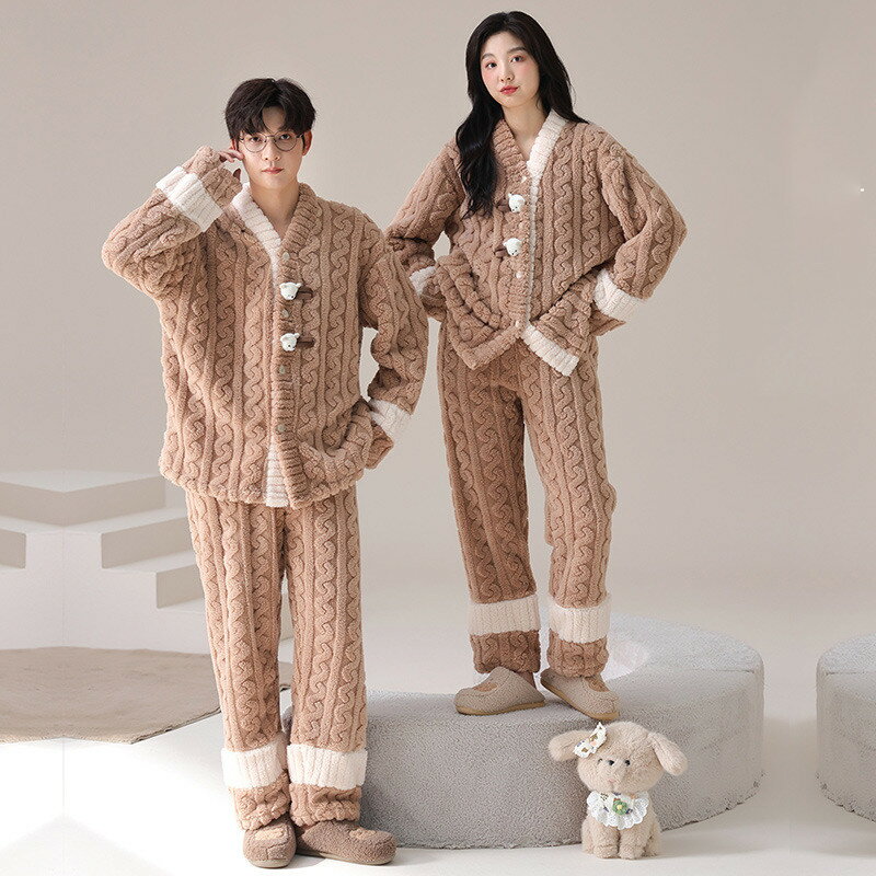 ペアパジャマ もこもこ 冬 男女2着 セット 厚手 セットアップ カップル 春 秋 パジャマ 秋冬 ルームウ..