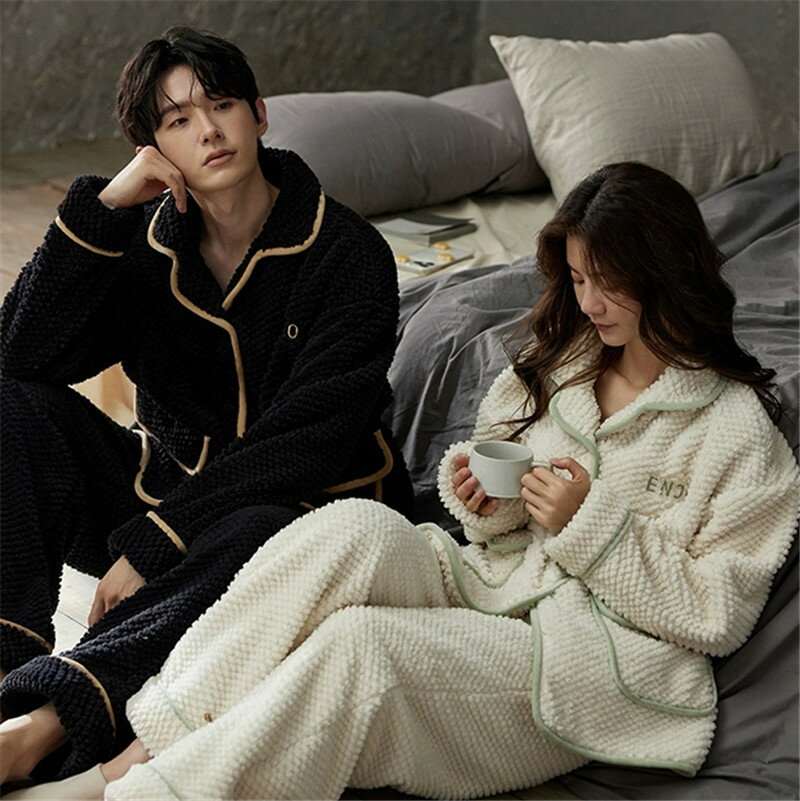 ペアパジャマ もこもこ 冬 男女2着 セット 裏起毛 カップル パジャマ 秋冬 防寒 無地? セットアップ 前開き おしゃれ ペア ルームウェア 長袖 レディース 夫婦 メンズ 上下セット 秋 結婚祝い プレゼント お祝い お揃い ギフト 記念日 部屋着
