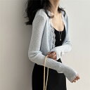 レディース カーディガン 夏 薄手 無地 トップス スリムフィット 前開き つなぎ 着痩せ フレア レース ニット きれいめ 夏用ボレロ 夏用 ショート丈 長袖...