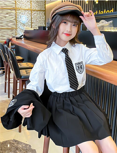 卒業式 女の子 ワンピース 4点セット 入学式 子供 セットアップ 子ども ピアノ 発表会 フォーマルスーツ 子供 七五三 結婚式 キッズ スーツ 女の子 160 170 入園式 卒園式 小学生 子供服 ジュニア 子供フォーマル ジュニアスーツ 送料無料 灰色 黒 カーキ