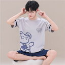 パジャマ メンズ 半袖 綿 灰色 グレー クマ セットアップ 夏用 ルームウェア メンズパジャマ 上下 セット 紳士 おしゃれ 春 秋 パジャマメンズ 大きいサ...