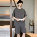 パジャマ メンズ 半袖 カジュアル 夏 セットアップ ゆったり おしゃれ 綿100% 薄手 ブランド 夏用 上下セット ルームウェア クルーネック 半ズボン メ...
