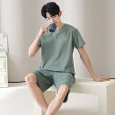 パジャマ メンズ 半袖 夏 大きいサイズ 綿100% おしゃれ 2点セット ブランド セットアップ 夏用 上下セット ルームウェア クルーネック 半ズボン メン...